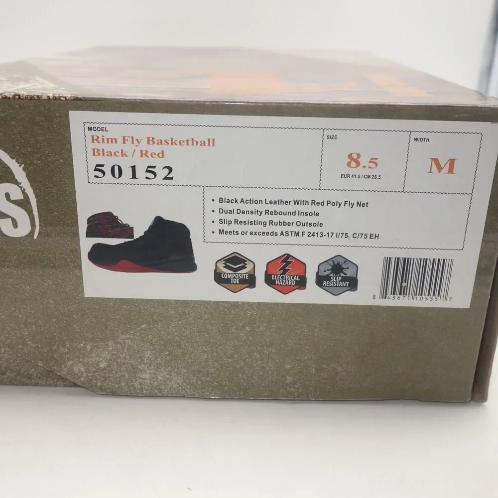 NEW Hoss Boots Rim Fly Black Red High Top Composite Toe Slip Resistant Men's 8.5